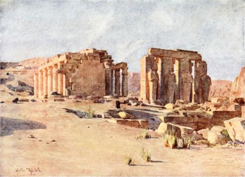 Le Ramesseum. Aquarelle de Walter F. R. Tyndale (1910).